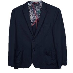 Harry Brown Overcoat Men XXL Navy Blue Polyester Blend Black Label Casual Blazer